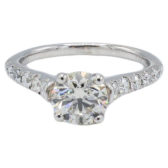 GIA Certified 1.21 J I1 Round Natural Diamond White Gold Engagement Ring For Sale