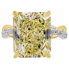 Bague de fiançailles torsadée avec diamant jaune de 12,16 carats certifié GIA