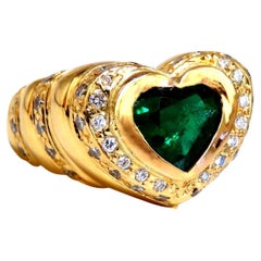GIA zertifiziert 1,21ct natürliche grüne Smaragd Diamanten Ring 18kt Heart Love*