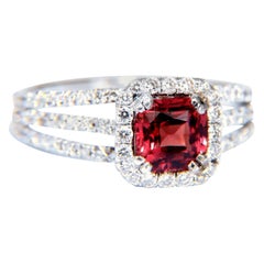 GIA Certified 1.21ct Natural Red Orange No Heat Sapphire Diamonds Ring 18kt*