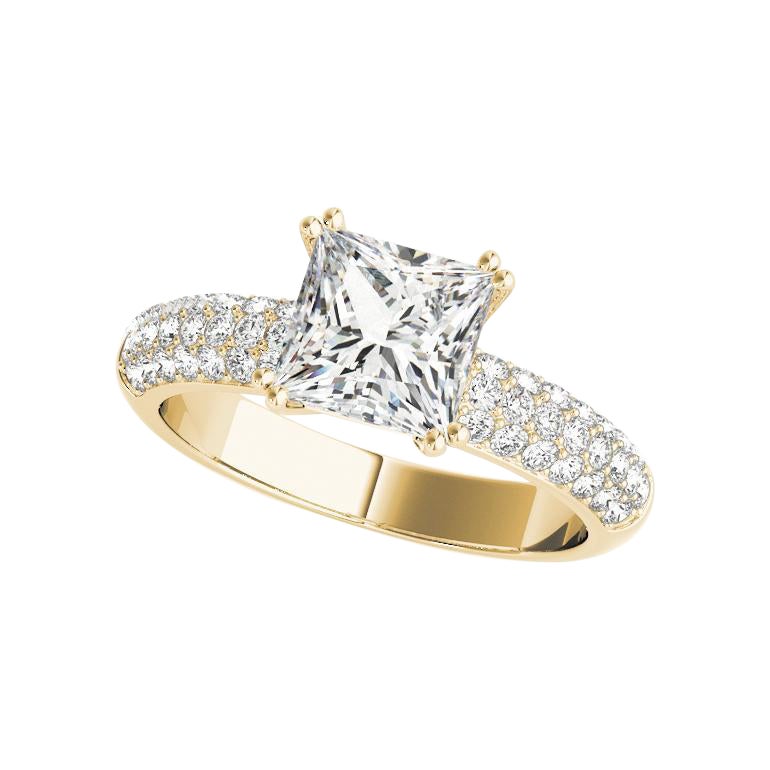 GIA Certified 1.21ct Princess Classic Solitaire Multi-Row Diamond Ring