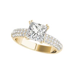 GIA Certified 1.21ct Princess Classic Solitaire Multi-Row Diamond Ring