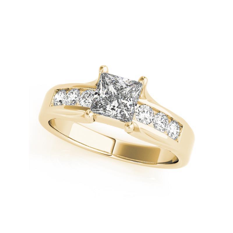 Taille princesse Bague à diamant certifié GIA 1.21ct Princesse Solitaire & Channel Diamond en vente