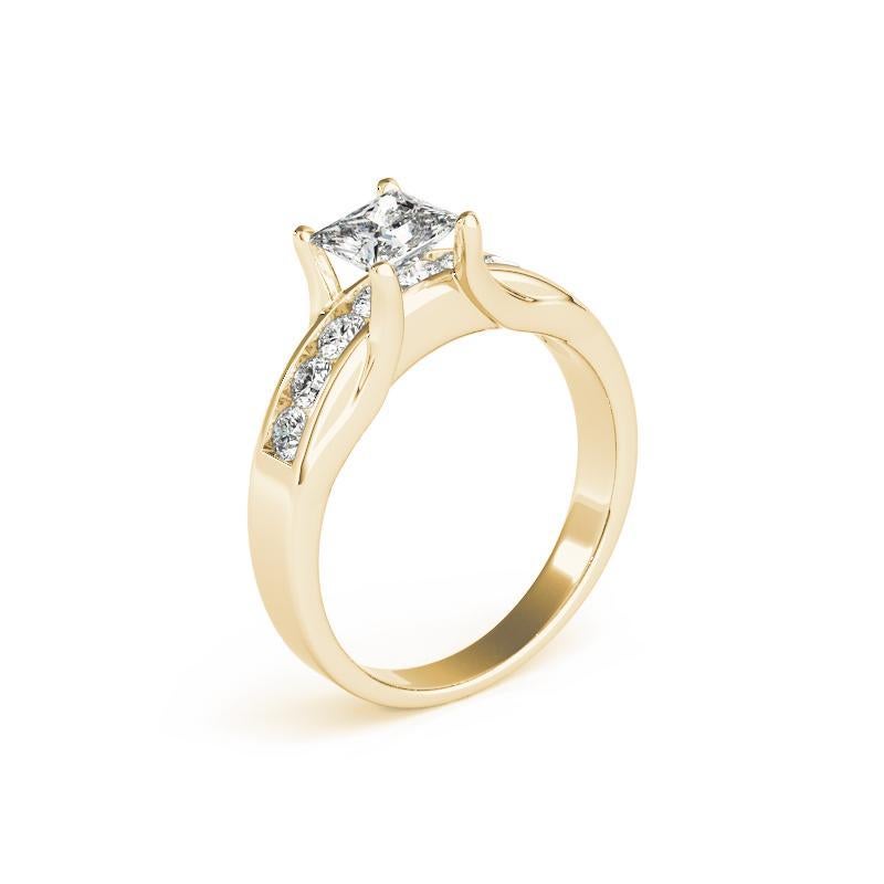Bague à diamant certifié GIA 1.21ct Princesse Solitaire & Channel Diamond Pour femmes en vente