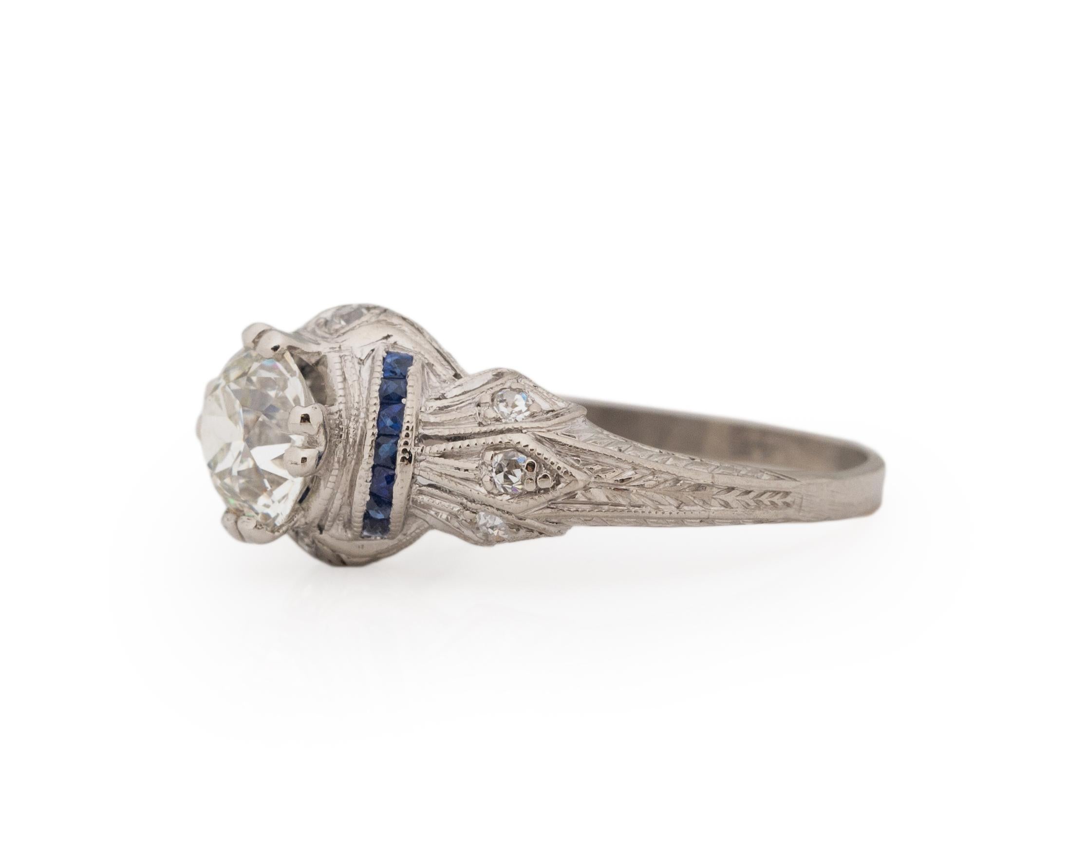 Old European Cut GIA Certified 1.22 Carat Art Deco Diamond Platinum Engagement Ring For Sale