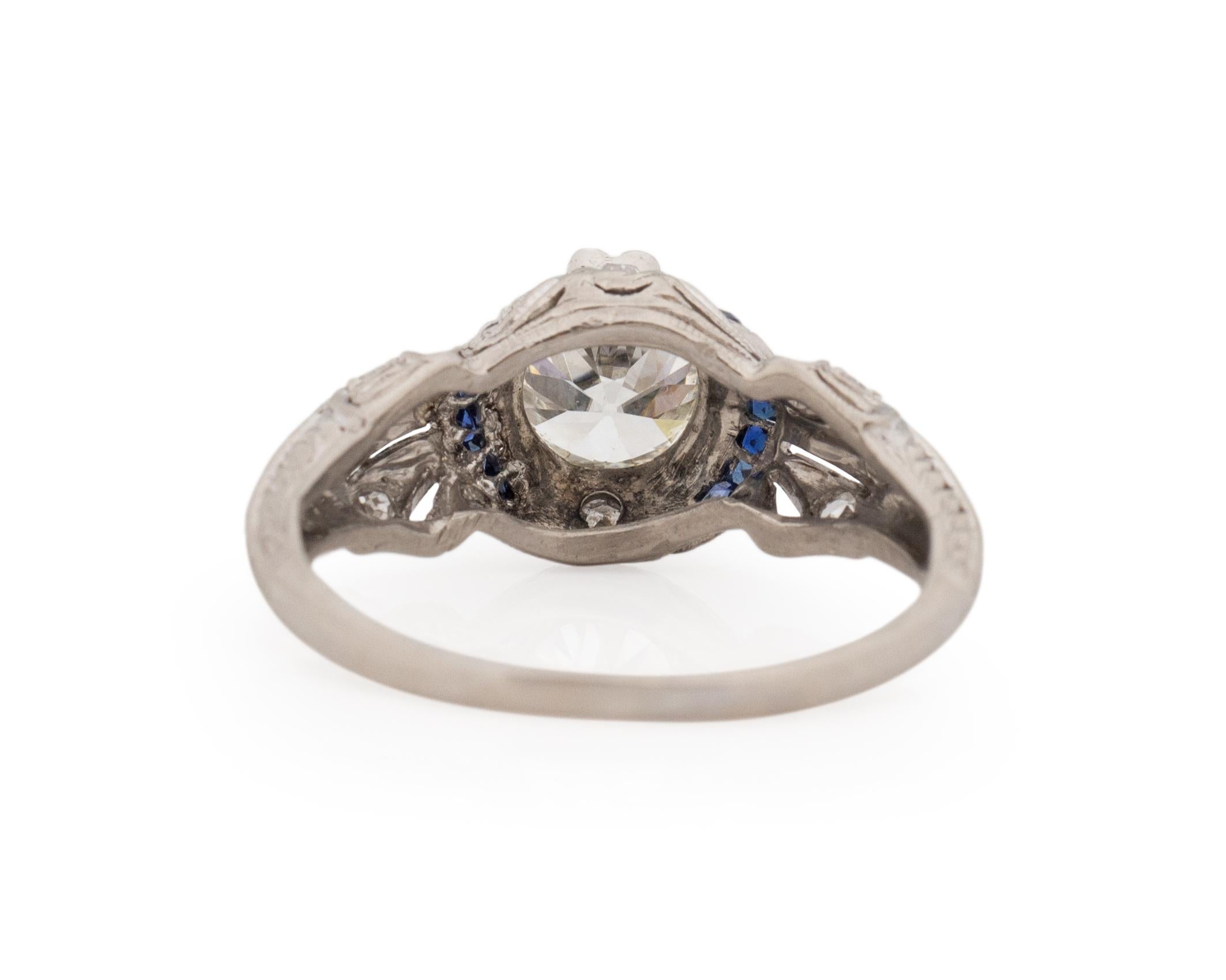 GIA Certified 1.22 Carat Art Deco Diamond Platinum Engagement Ring In Good Condition For Sale In Atlanta, GA