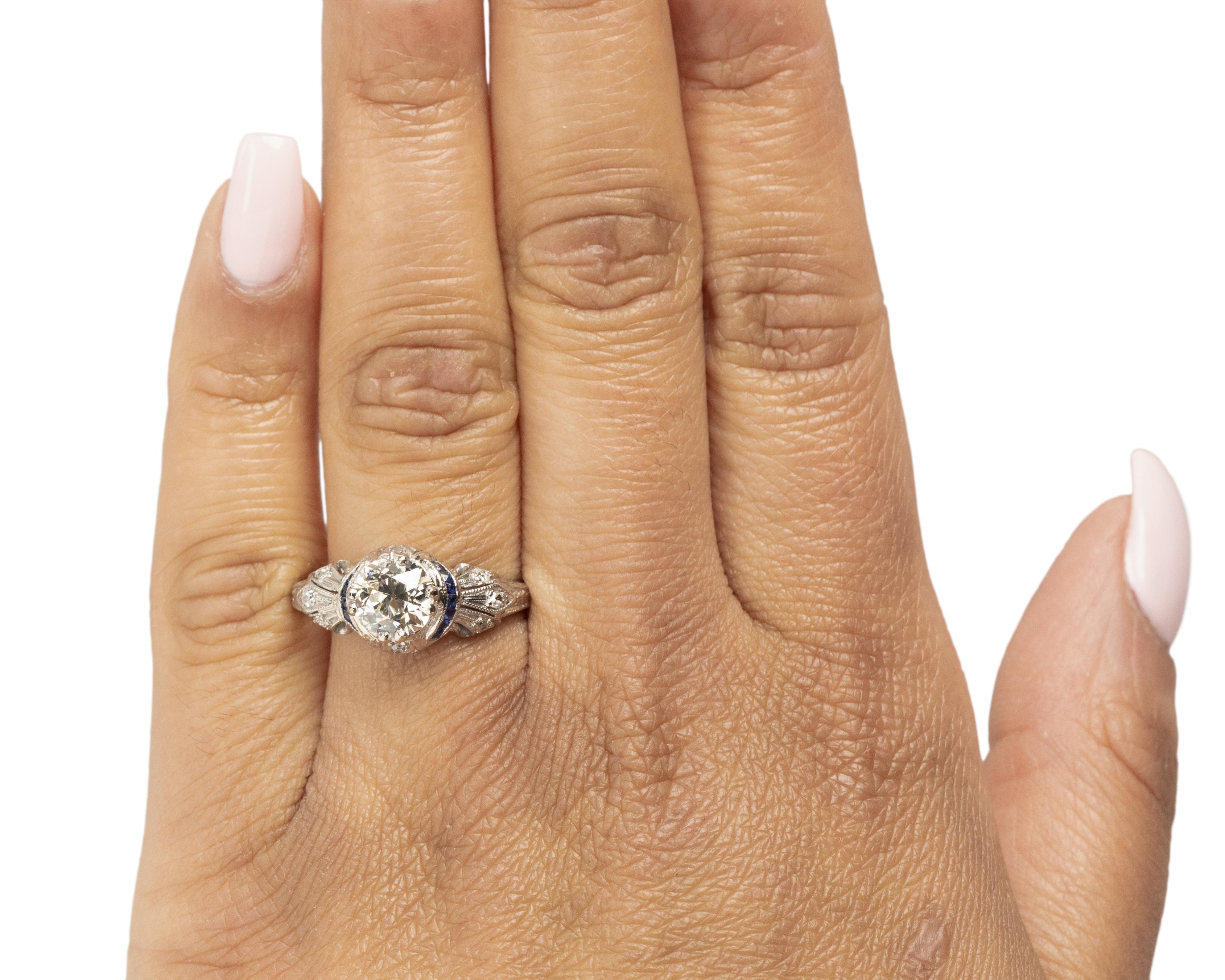 Women's GIA Certified 1.22 Carat Art Deco Diamond Platinum Engagement Ring For Sale