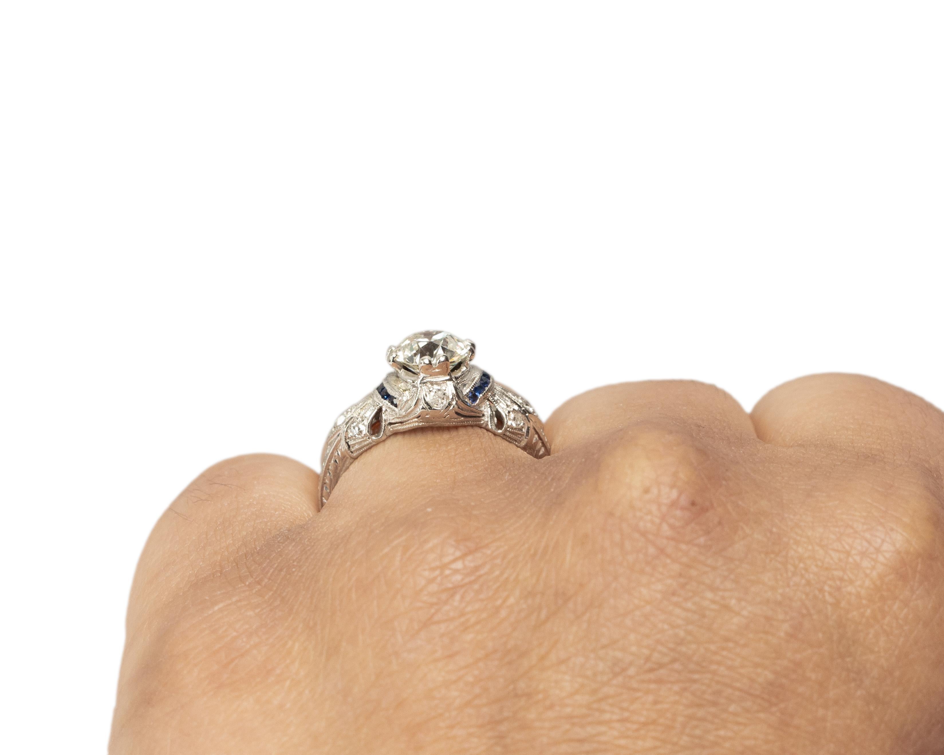 GIA Certified 1.22 Carat Art Deco Diamond Platinum Engagement Ring For Sale 1