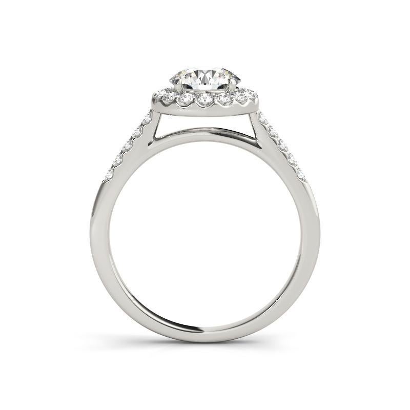Taille ronde Bague en platine certifiée GIA de 1,22 carat avec halo rond classique et cathédrale en vente