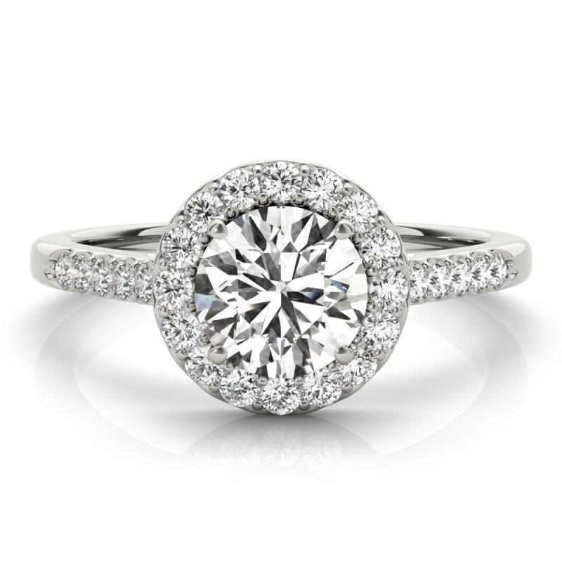 Bague en platine certifiée GIA de 1,22 carat avec halo rond classique et cathédrale Neuf - En vente à New York, NY