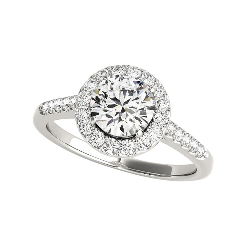GIA Certified 1,22 Carat Classic Round Halo Cathedral Platinum Diamond Ring