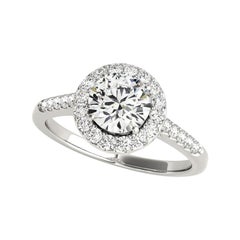 GIA Certified 1,22 Carat Classic Round Halo Cathedral Platinum Diamond Ring