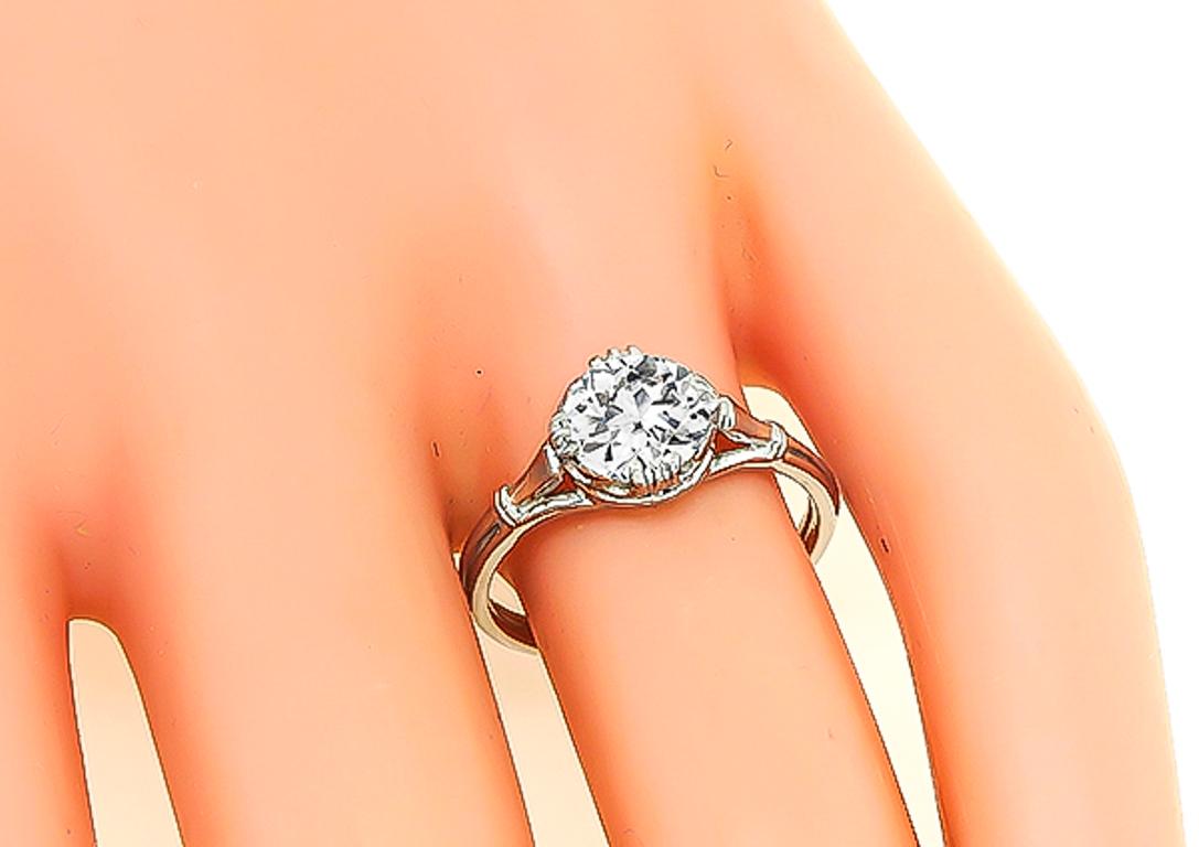Taille vieille Europe Bague de fiançailles en platine avec diamant certifié GIA de 1,22 carat en vente