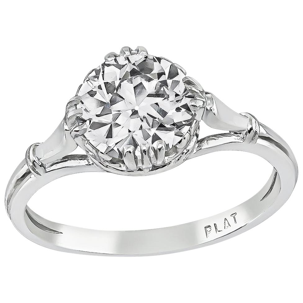 Bague de fiançailles en platine avec diamant certifié GIA de 1,22 carat en vente