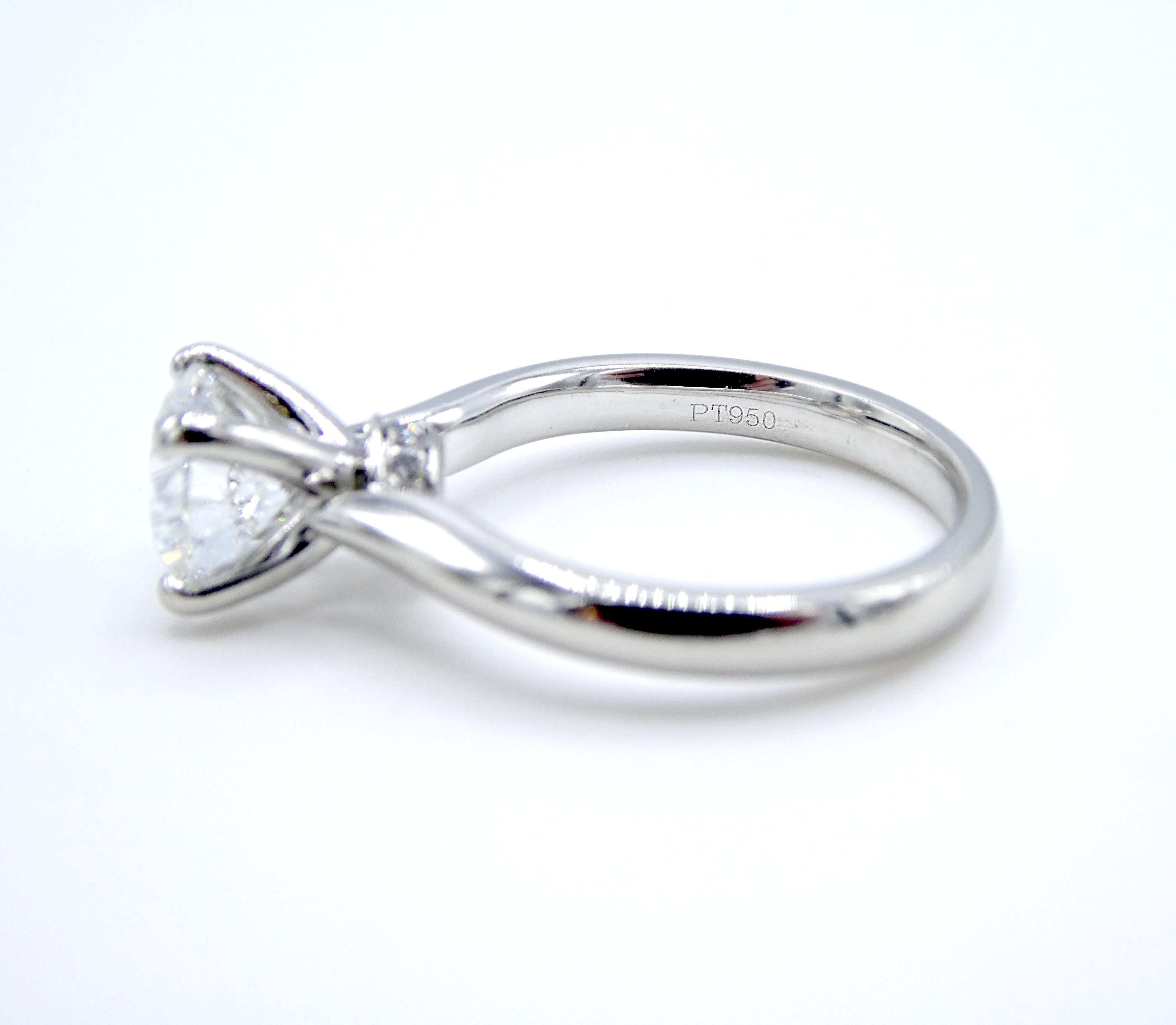 Women's or Men's GIA Certified 1.22 Carat E SI1 Round Brilliant Diamond Platinum Engagement Ring