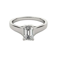 GIA Certified 1.22 Carat Entwined Prong Cathedral Emerald Diamond Ring