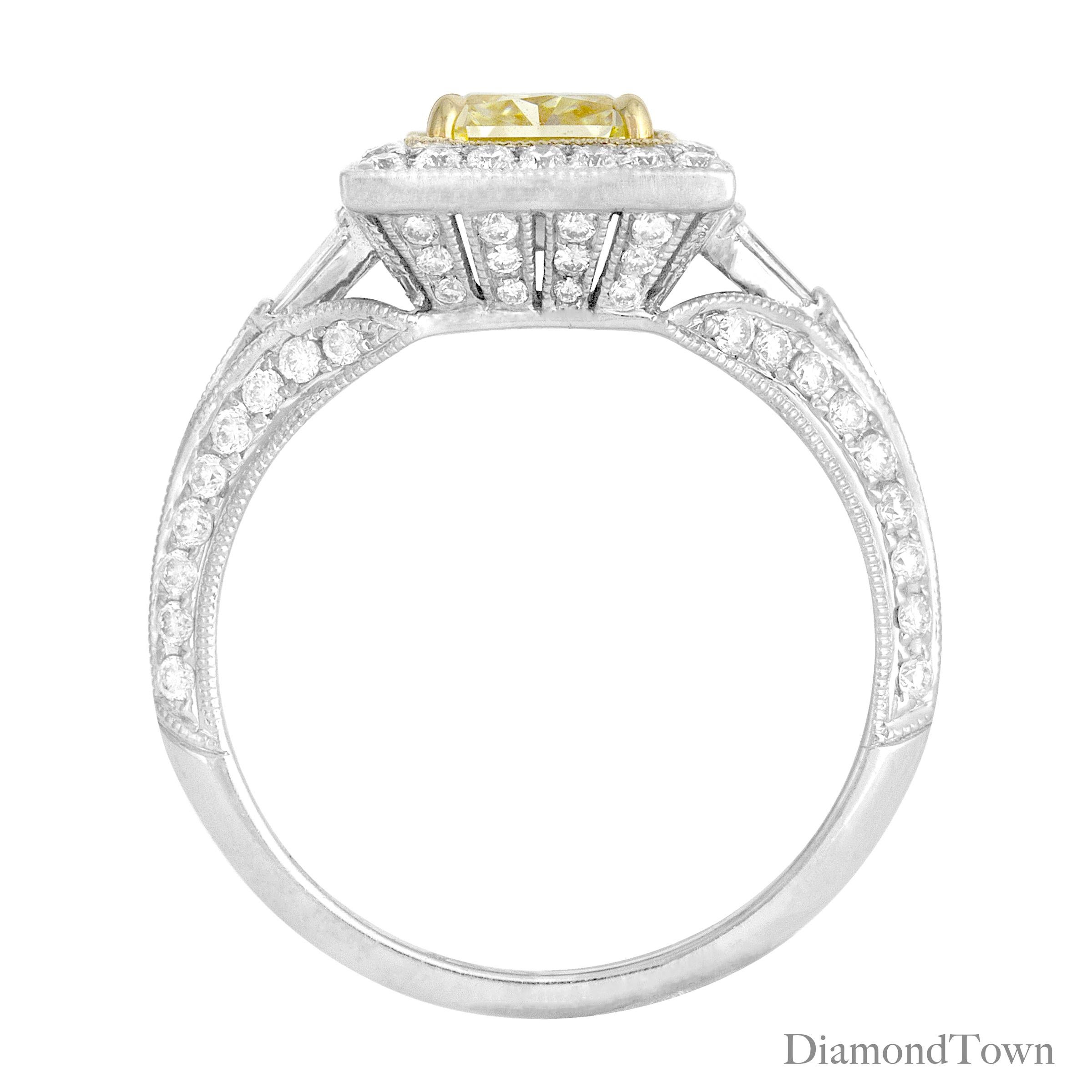 Contemporary DiamondTown GIA Certified 1.22 Carat Natural Fancy Yellow SI1 Diamond Ring