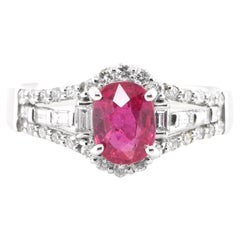 GIA Certified 1.22 Carat Natural Untreated Ruby and Diamond Ring Set in Platinum