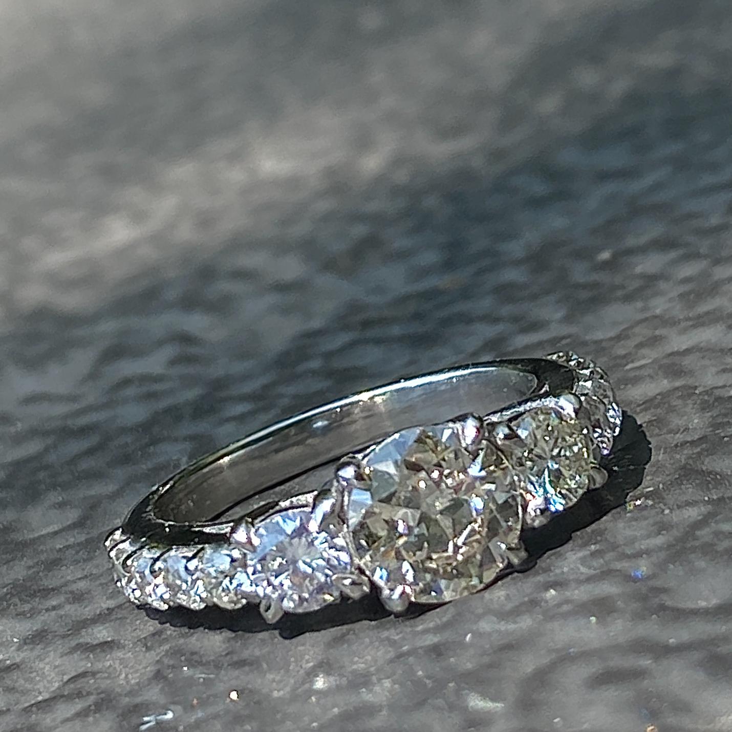 GIA Certified 1.22 Carat Older Cut Diamond in Modern Platinum Engagement Ring In Excellent Condition For Sale In Sherman Oaks, CA