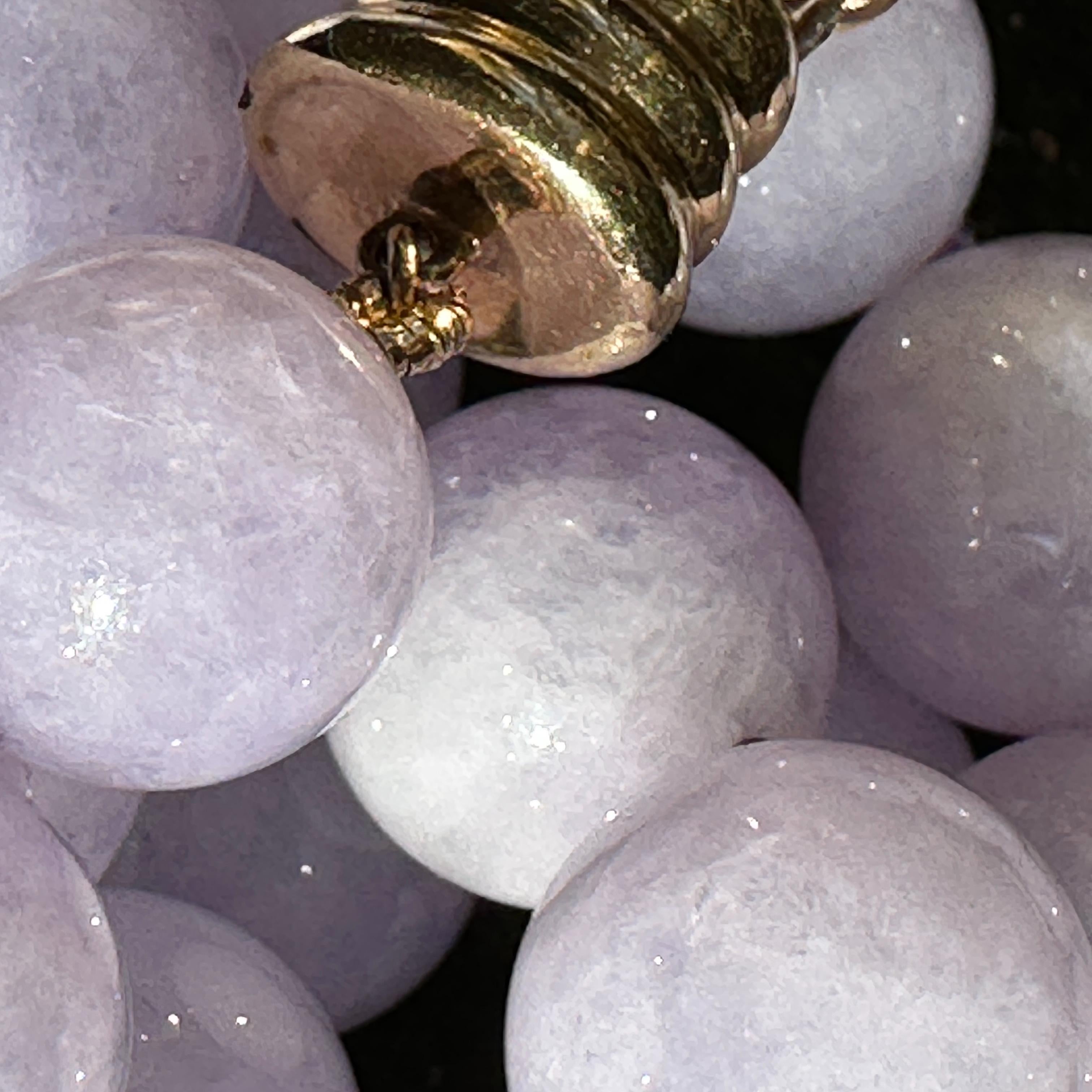 GIA Certified 122 Gram Lavender Jade Bead Necklace with Gold & Diamond Clasp For Sale 7