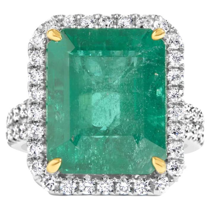 GIA-zertifizierter 12,25 Karat afrikanischer Smaragd und Diamant-Cocktailring