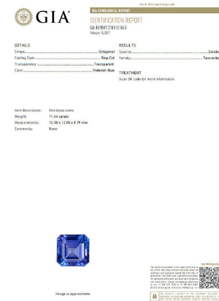 GIA Certified 12.29Ct Natural Tanzanite Diamond Ring Vivid Blue Ascher 14kt 1