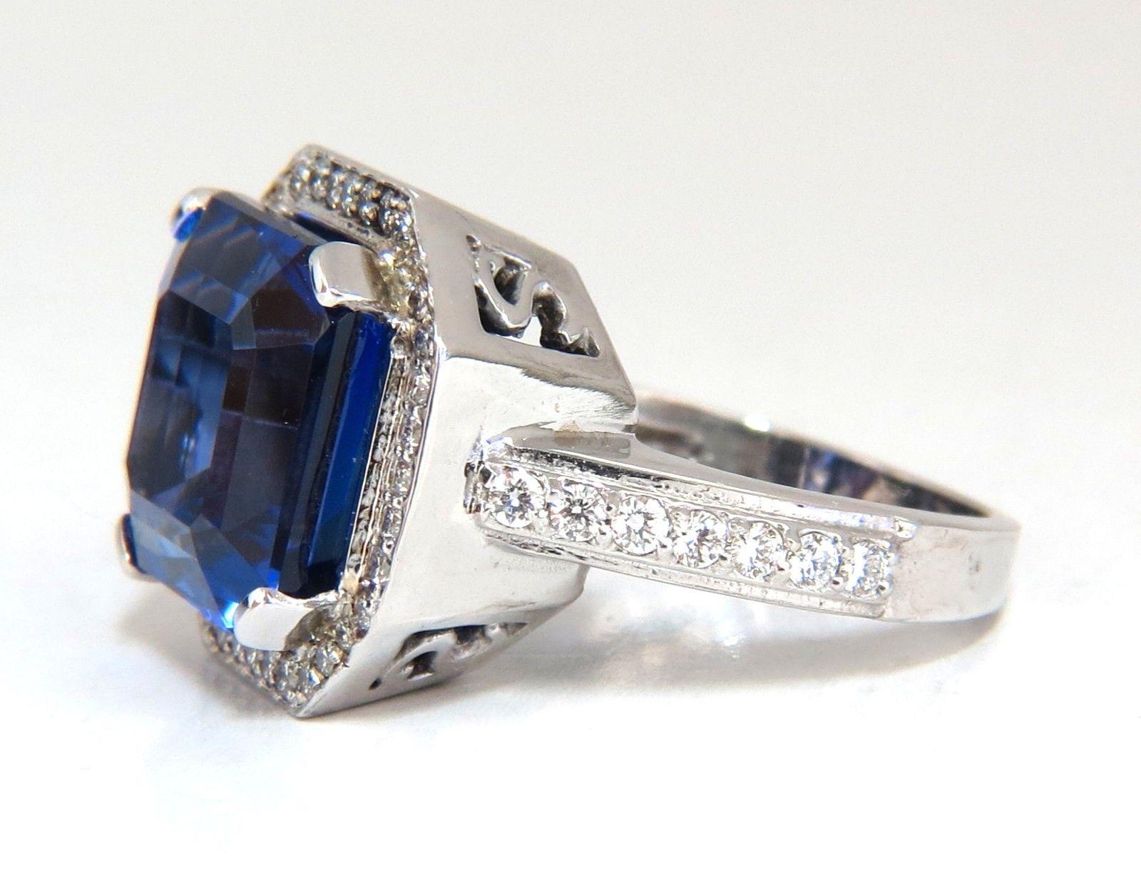 GIA Certified 12.29Ct Natural Tanzanite Diamond Ring Vivid Blue Ascher 14kt 2