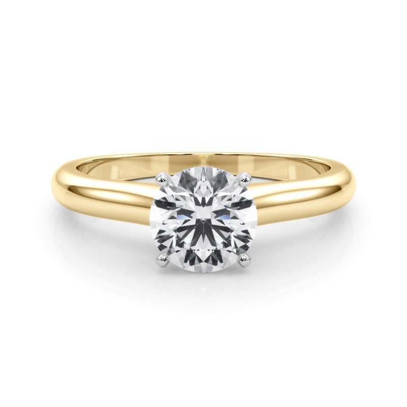 Taglio rotondo Anello con diamante solitario classico a fascia sottile rotonda certificato GIA da 1.22 carati in vendita