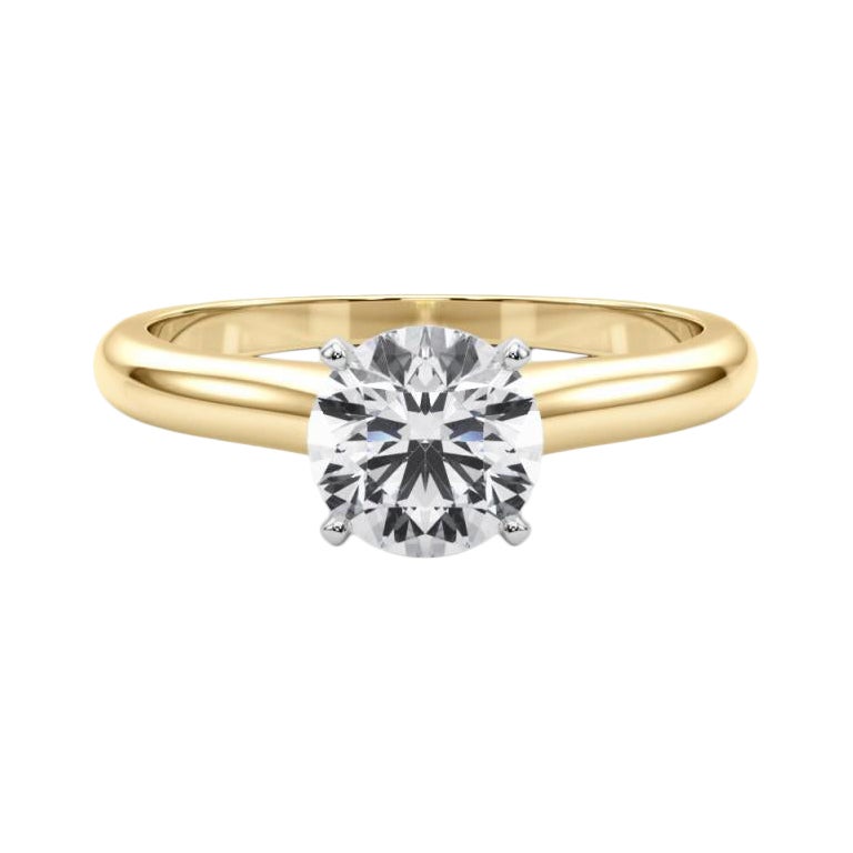 Anello con diamante solitario classico a fascia sottile rotonda certificato GIA da 1.22 carati