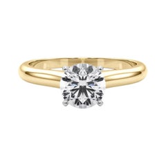 Anello con diamante solitario classico a fascia sottile rotonda certificato GIA da 1.22 carati