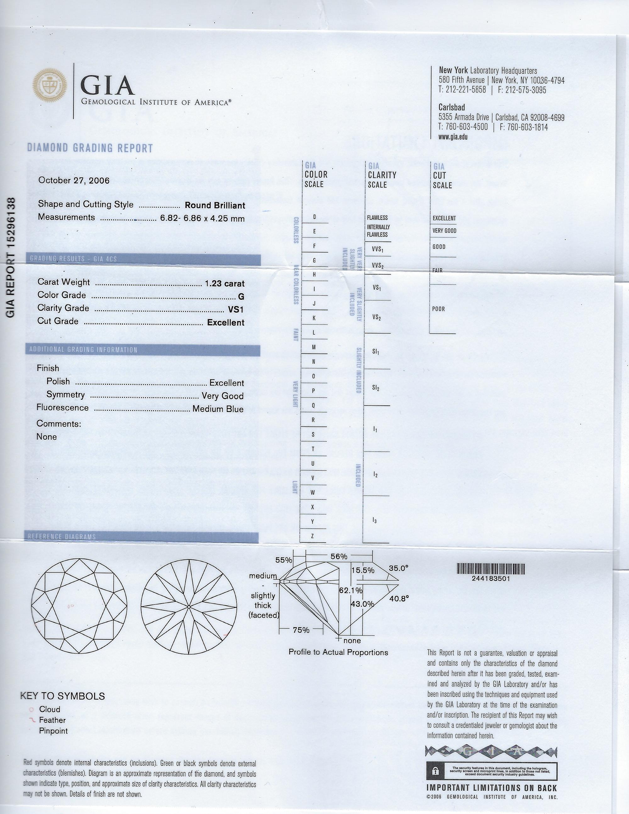 GIA Certified 2.23 Carat Diamond Three-Stone Engagement Ring 1