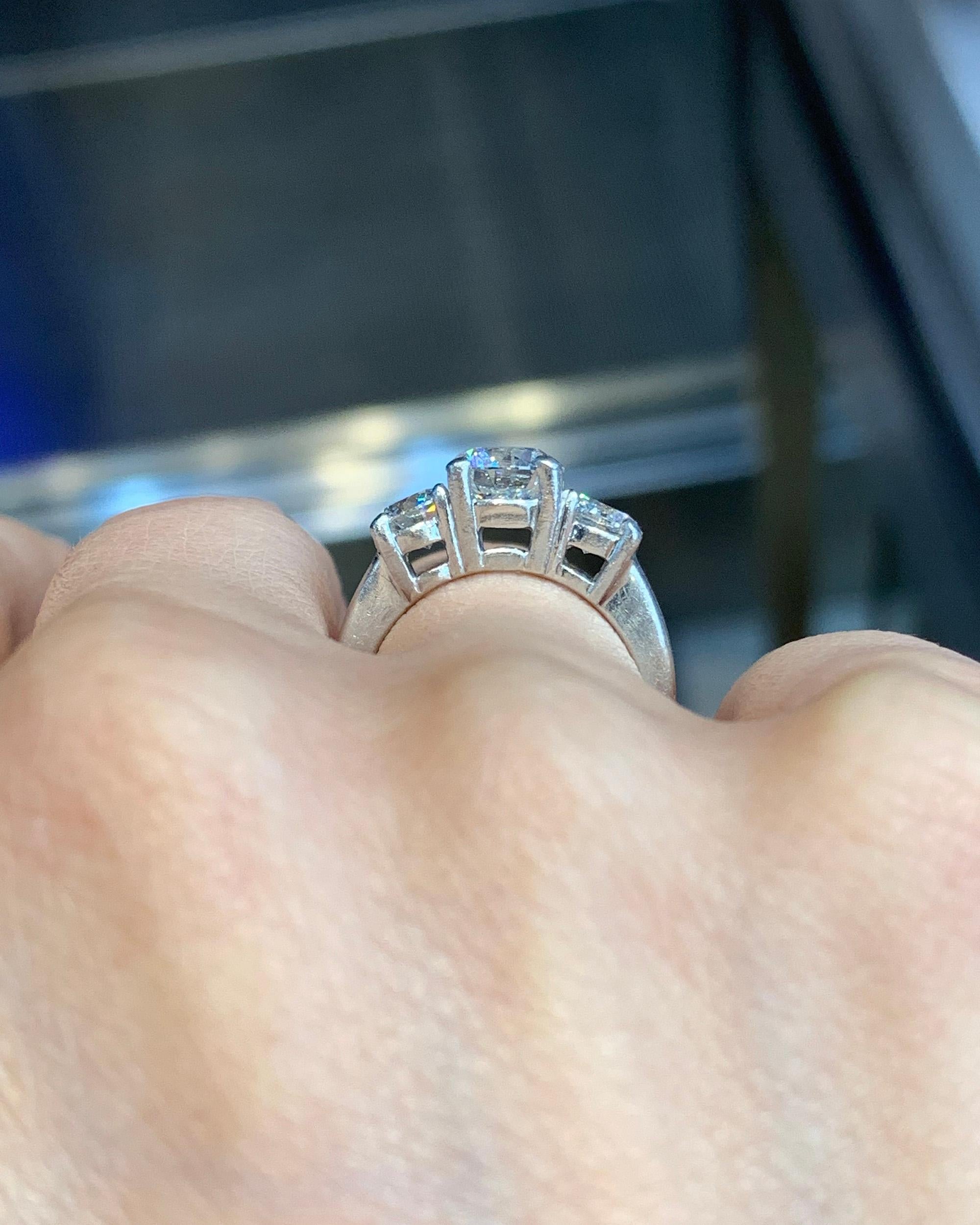 Women's GIA Certified 2.23 Carat Diamond Three-Stone Engagement Ring