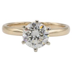 Bague de fiançailles solitaire avec diamant rond brillant naturel de 1,23 carat, certifiée GIA, de qualité G VS2