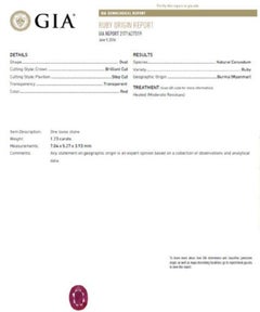 GIA Certified 1.23 Carat Natural Ruby Ring 18 Karat / Platinum Engagement