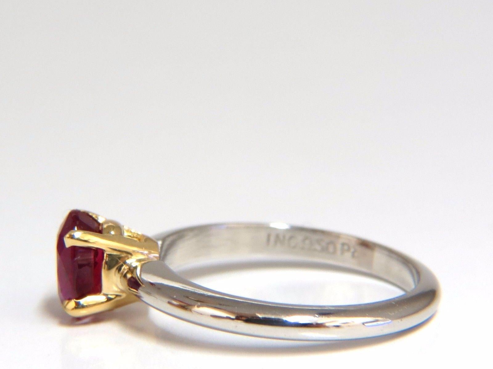 GIA Certified 1.23 Carat Natural Ruby Ring 18 Karat / Platinum Engagement In New Condition In New York, NY