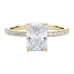 Bague en or jaune 18K certifiée GIA 1.23 carat Pave Hidden Halo Radiant Diamond Ring