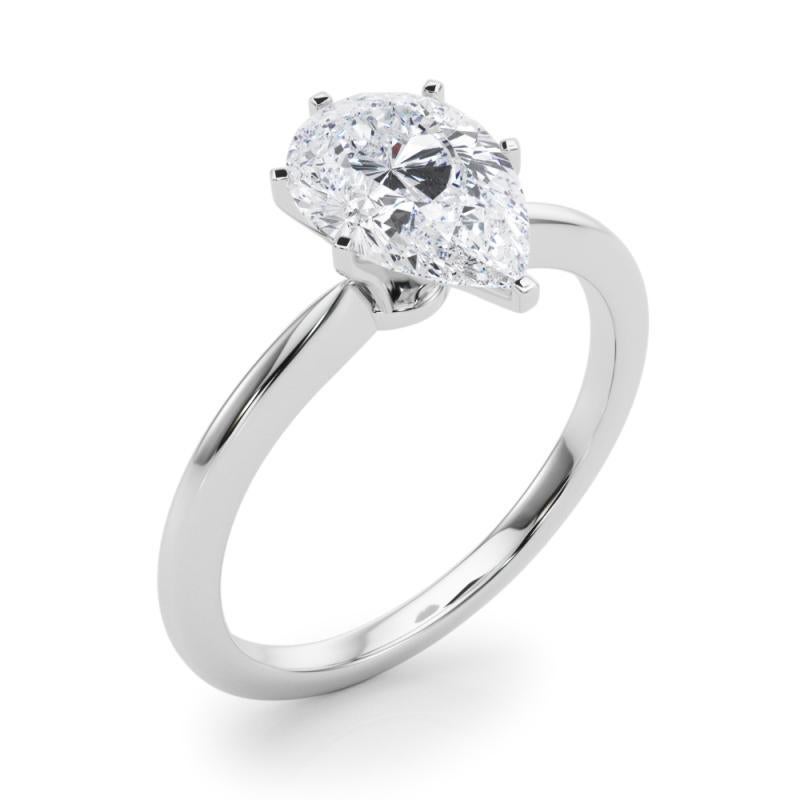 GIA Certified 1.23 Carat Pear Prong Set Solitaire Platinum Diamond Ring Pour femmes en vente
