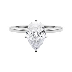 GIA Certified 1.23 Carat Pear Prong Set Solitaire Platinum Diamond Ring