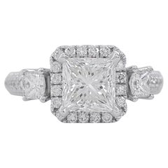 Bague solitaire en diamant taille princesse de 1,23 carat certifie GIA