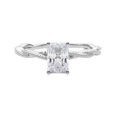 Anillo de diamantes con banda trenzada trenzada radiante de 1.23 quilates con certificación GIA