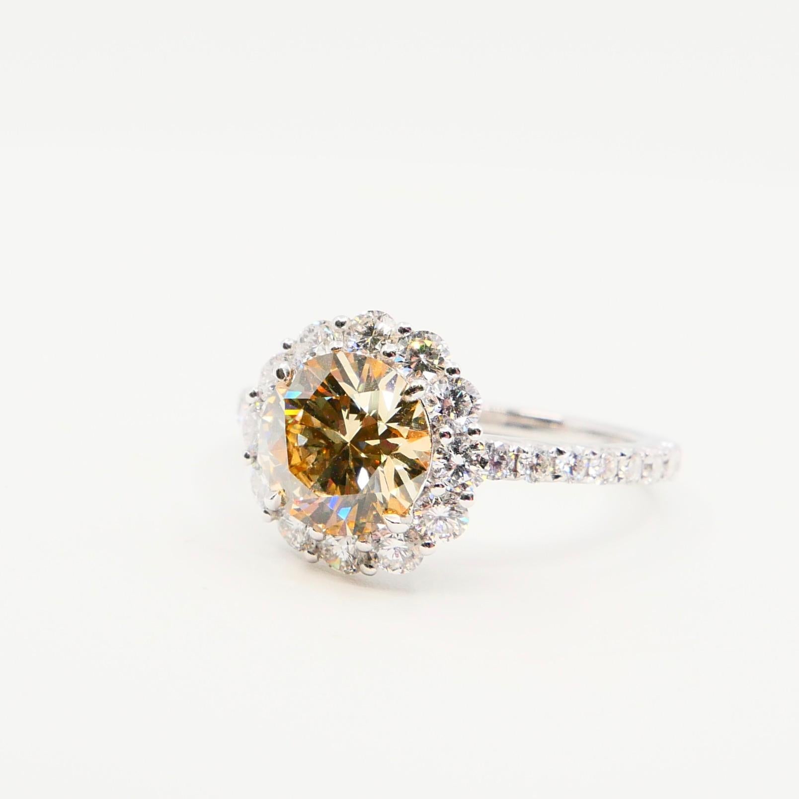GIA Certified 1.23 Fancy Light Brownish Yellow Diamond Cocktail Ring VS2 Clarity 5