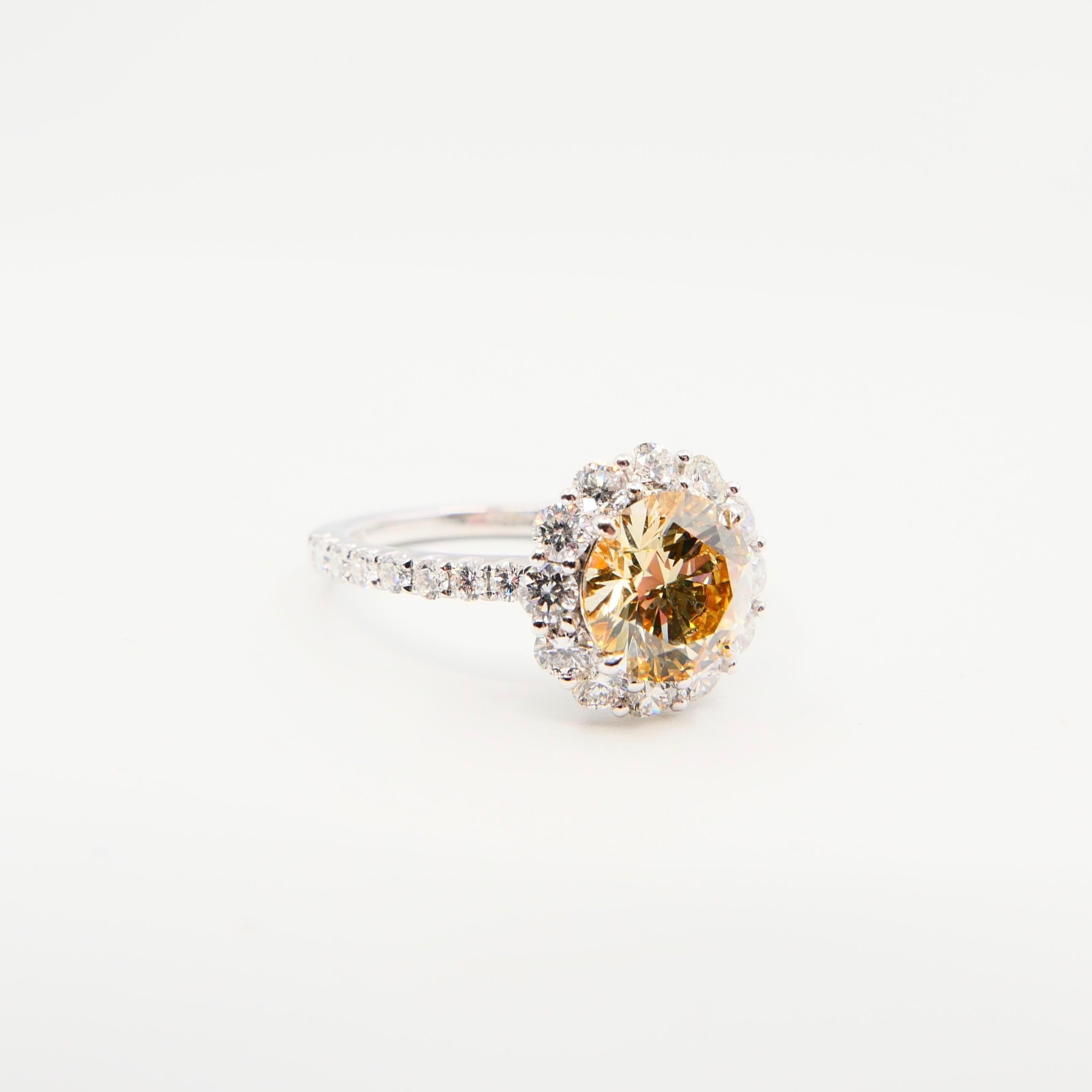 GIA Certified 1.23 Fancy Light Brownish Yellow Diamond Cocktail Ring VS2 Clarity 8