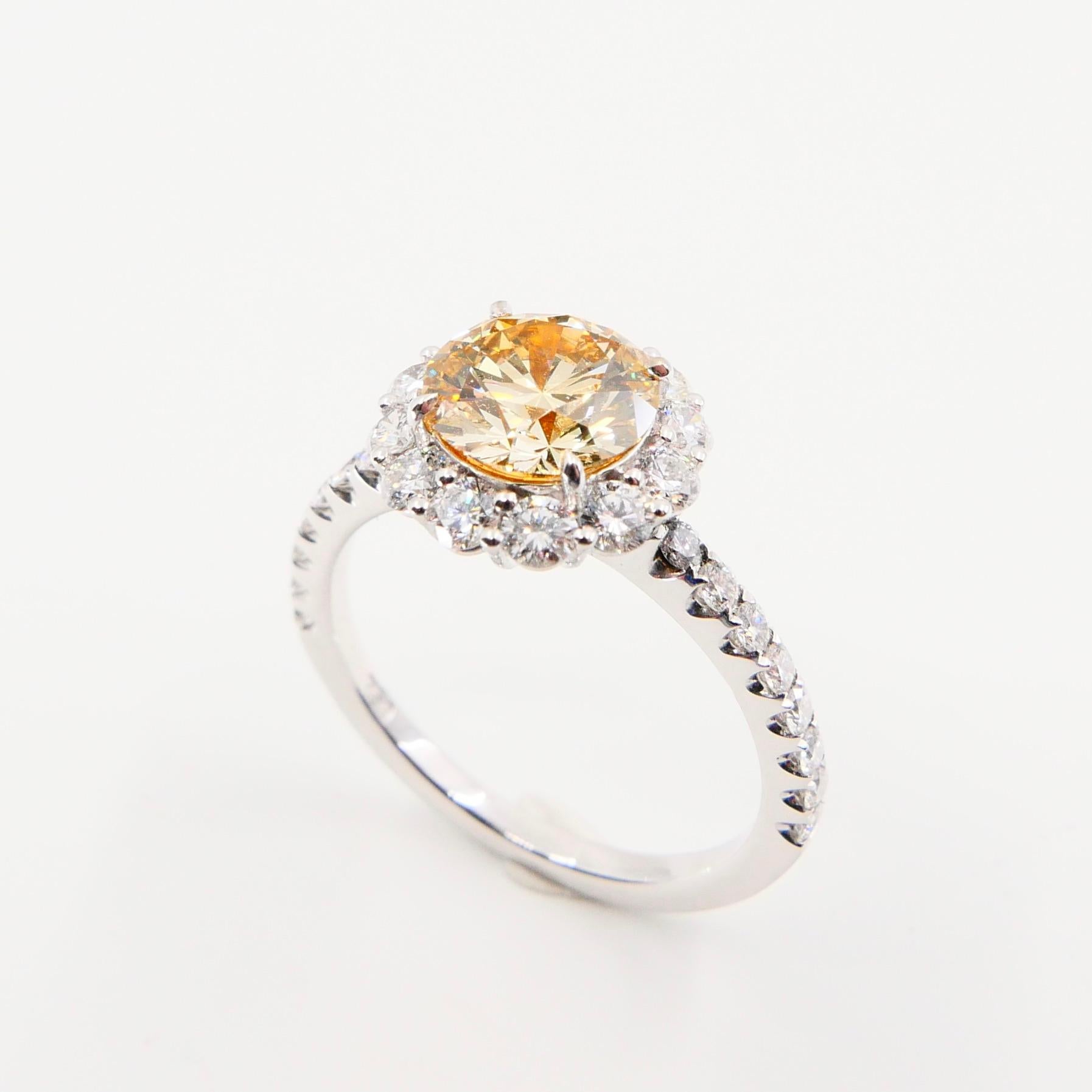 Contemporary GIA Certified 1.23 Fancy Light Brownish Yellow Diamond Cocktail Ring VS2 Clarity