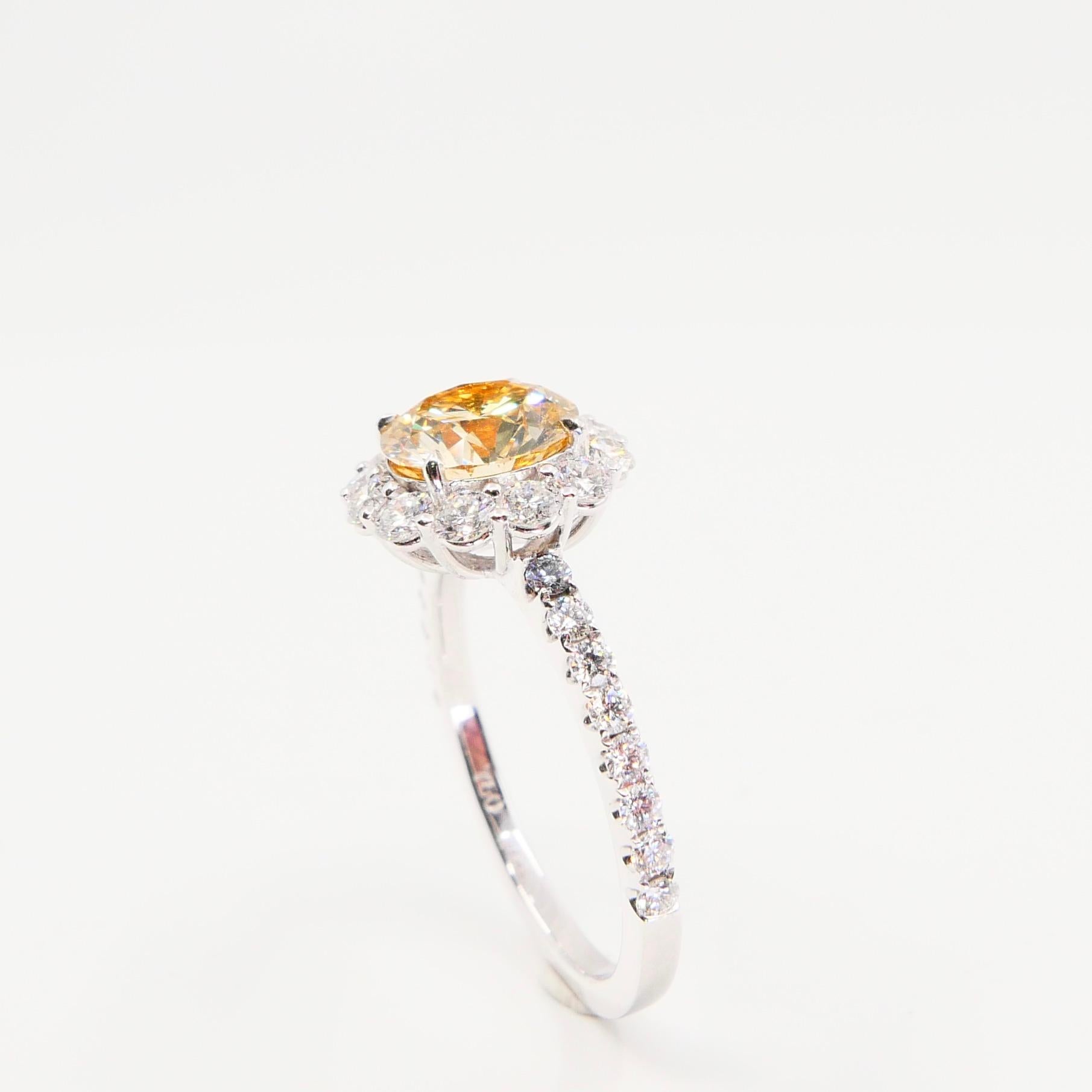 GIA Certified 1.23 Fancy Light Brownish Yellow Diamond Cocktail Ring VS2 Clarity 1
