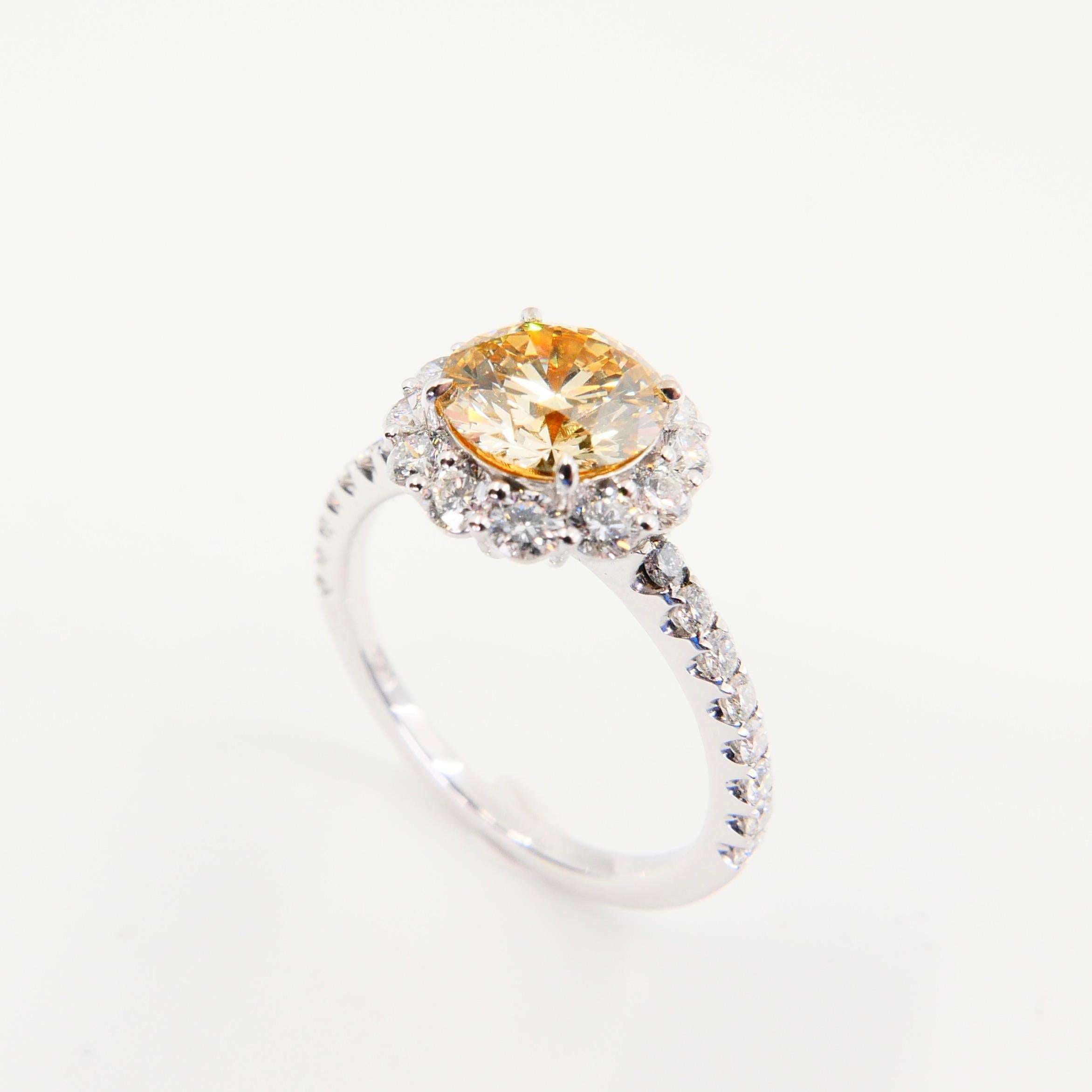 GIA Certified 1.23 Fancy Light Brownish Yellow Diamond Cocktail Ring VS2 Clarity 3