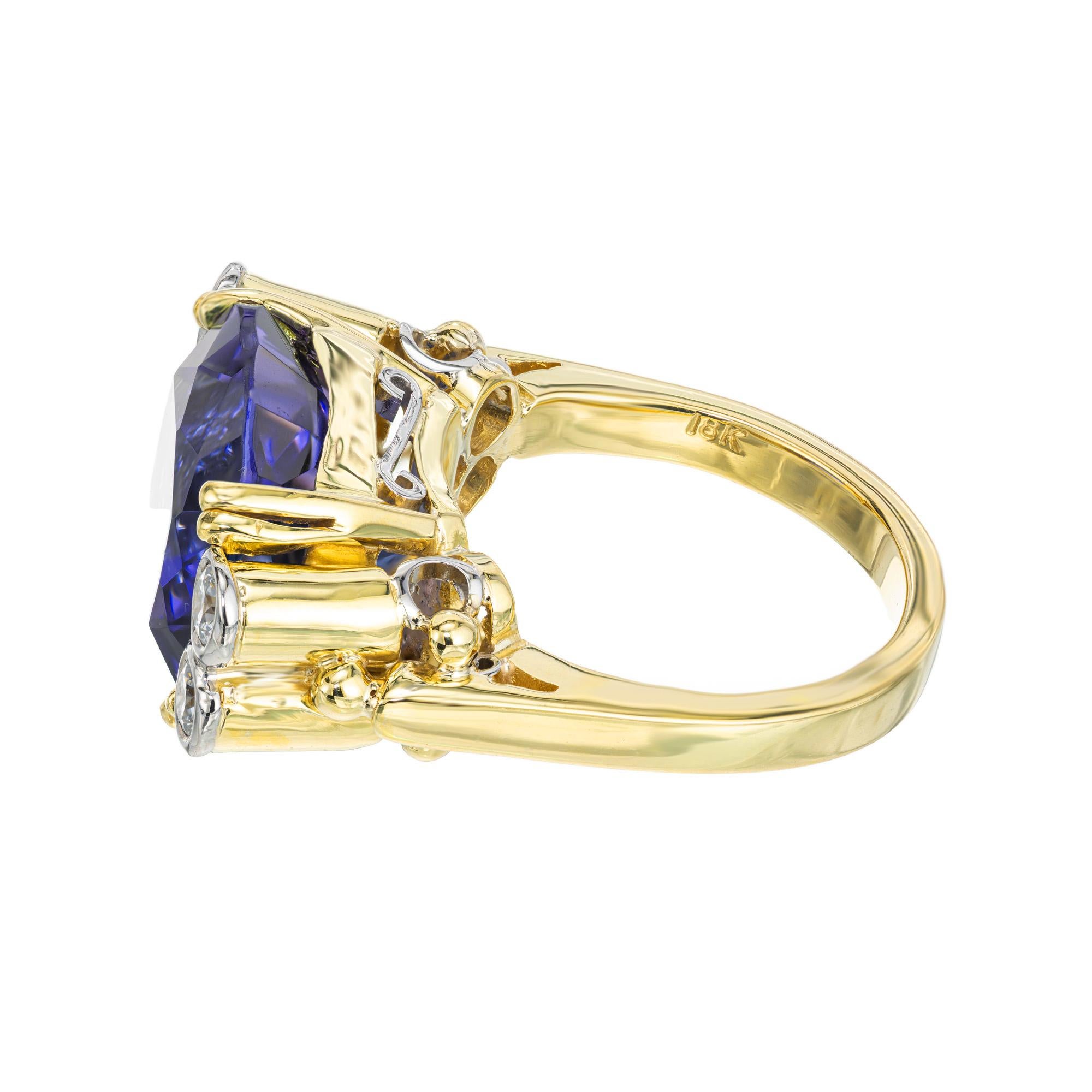 Women's GIA Certified 12.30 Carat Tanzanite Diamond Two Tone Gold Cocktail Ring 