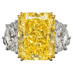GIA Certified 12.31 Carat Fancy Yellow Internally Flawless Diamond Ring