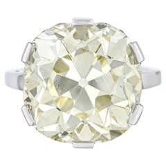 Vintage GIA Certified 12.32 Carat Old Mine Cushion Diamond Engagement Ring in Platinum 