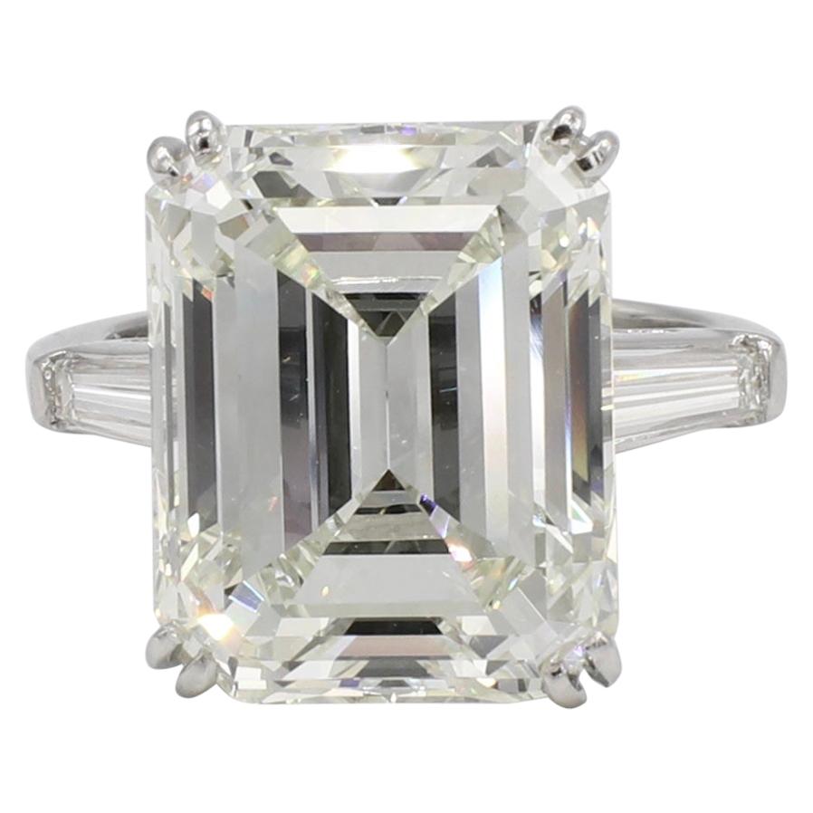 GIA Certified 12.33 Carat Emerald Cut Diamond Engagement Ring Platinum