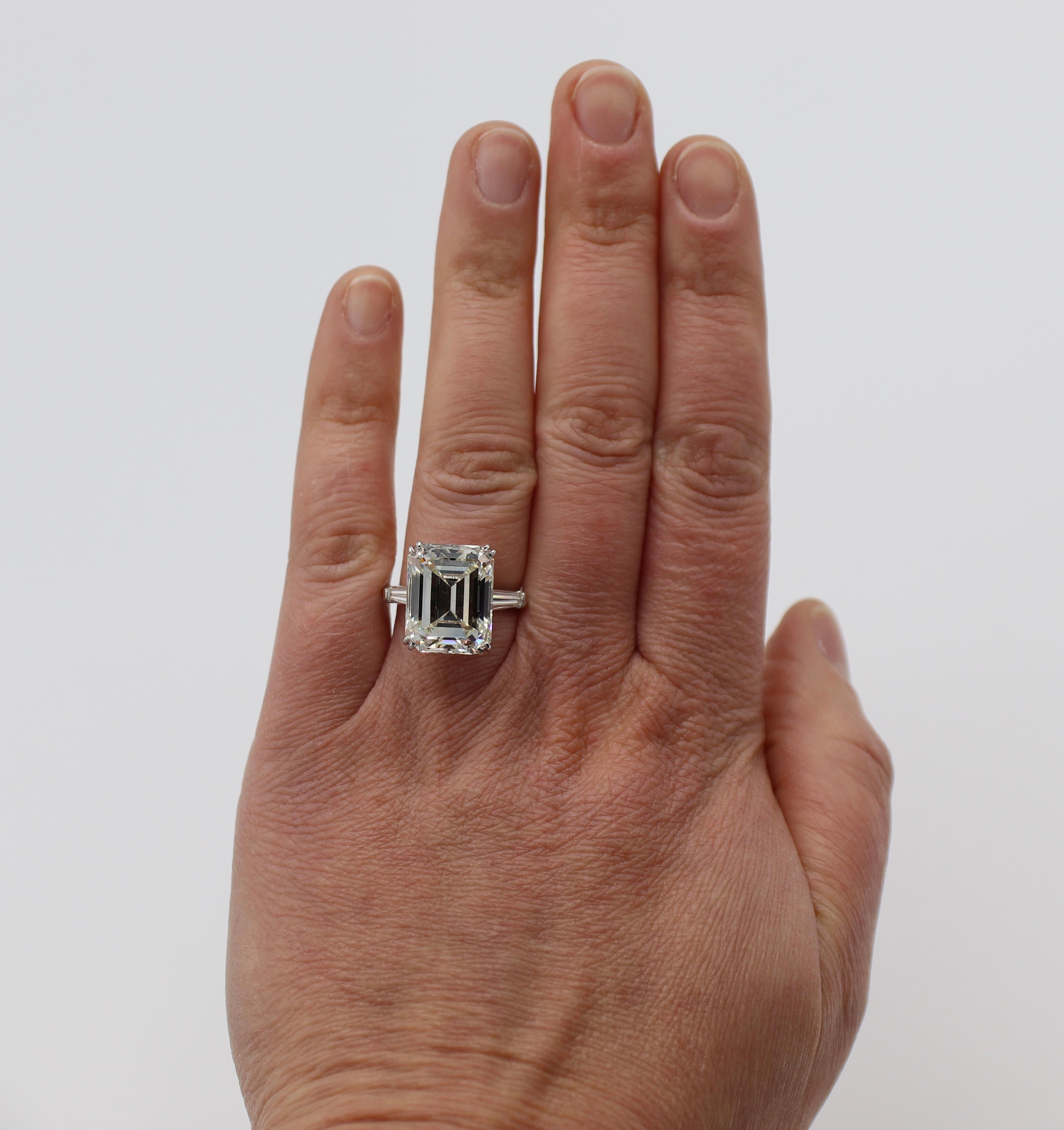 Contemporary GIA Certified 12.33 Carat Emerald Cut Diamond Engagement Ring Platinum